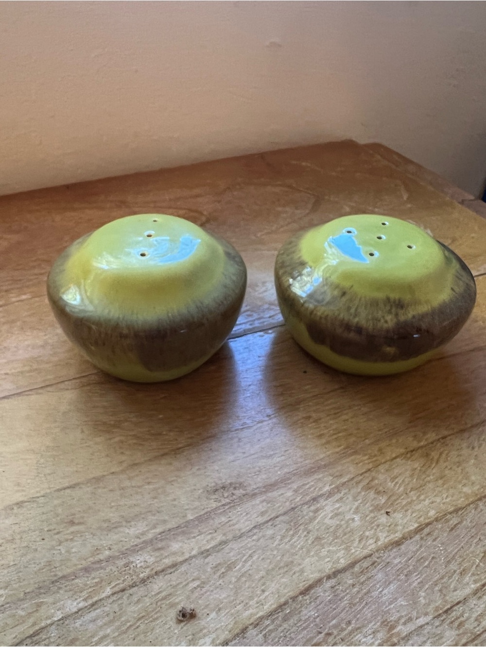 Brock California Ceramic Yellow and Brown Salt & Pepper Shaker Set